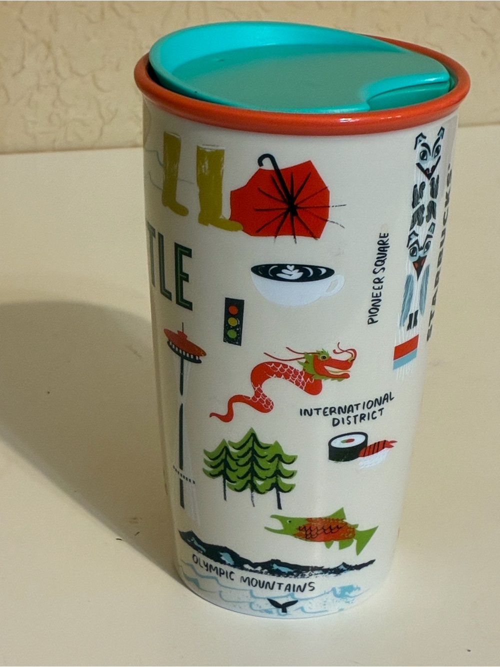 Starbucks SEATTLE Washington Local Landmark Series Ceramic Travel Tumbler 12 oz - Picture 2 of 12